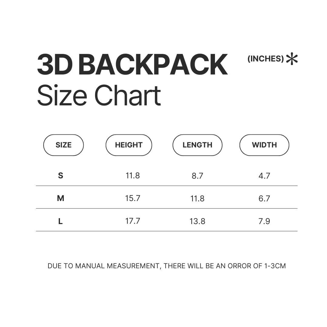3D Backpack Size Chart - Goldendoodle Gifts