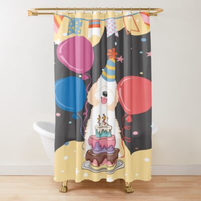 Goldendoodle Modern Graphic Shower Curtain