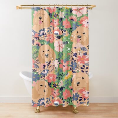 Goldendoodle Minimalist Style Shower Curtain